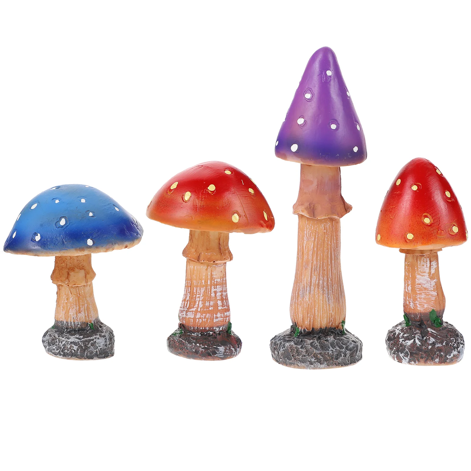 

4Pcs Miniature Resin Colorful Mushroom Ornament Mushroom Landscape (Mixed Color)