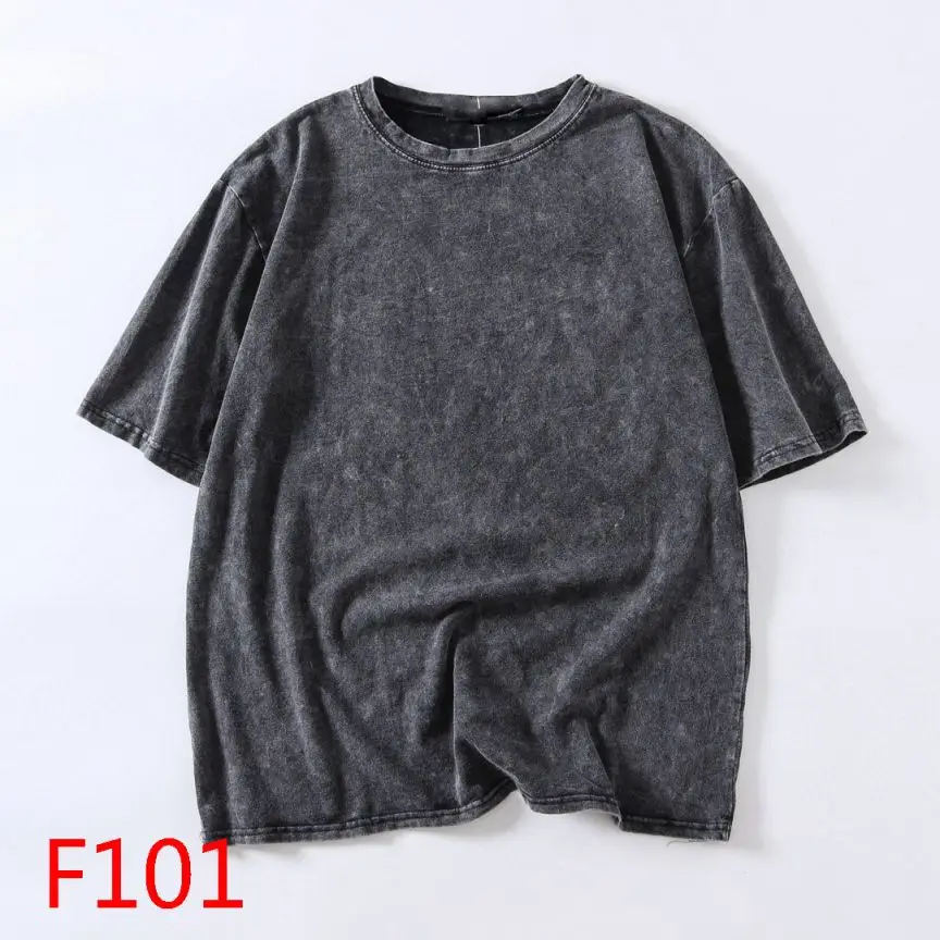 

F101 Grey hot diamond short-sleeved version Sanskrit letter cross T-shirt shirt personality retro fashion series