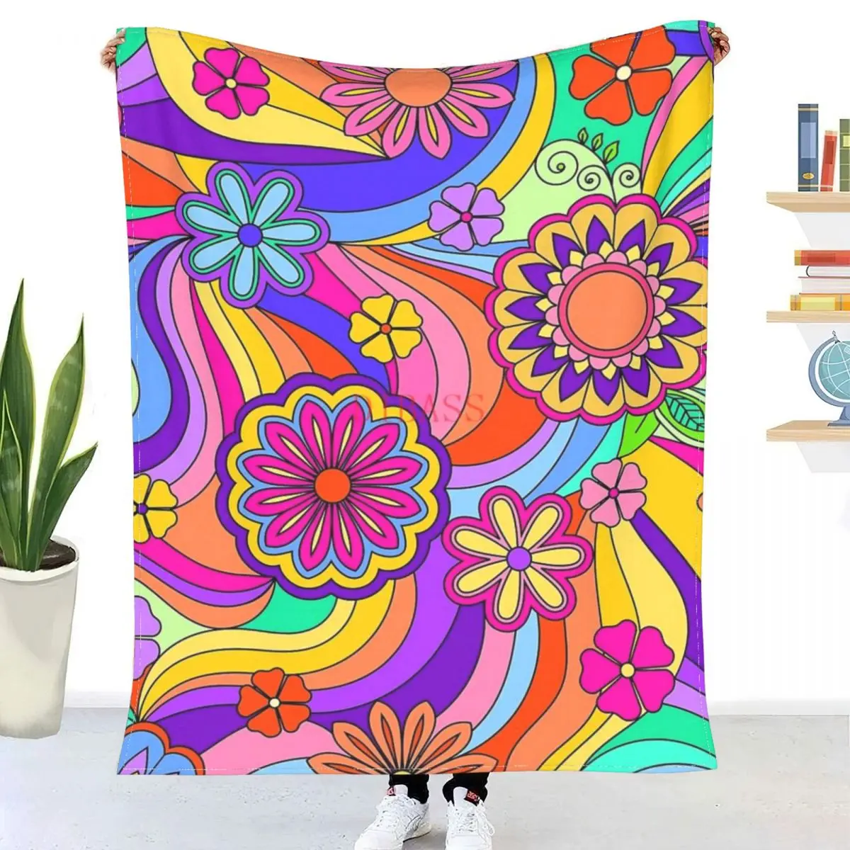 

Фланелевое покрывало Groovy Psychedelic Flower Power с 3D принтом, очень теплое покрывало, покрывало для постельного белья, постельное белье для путешеств...