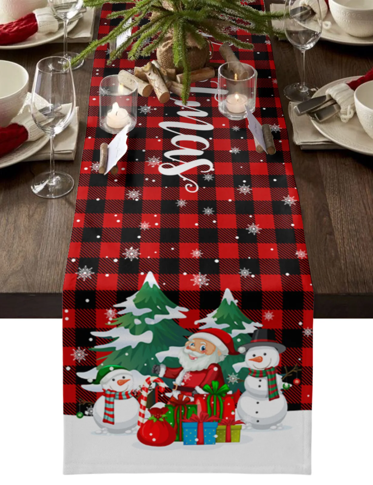 

Подарочная скатерть в виде снеговика, рождественской елки, снежинки для свадебной вечеринки, Рождественский Декор, скатерть на стол, подсти...