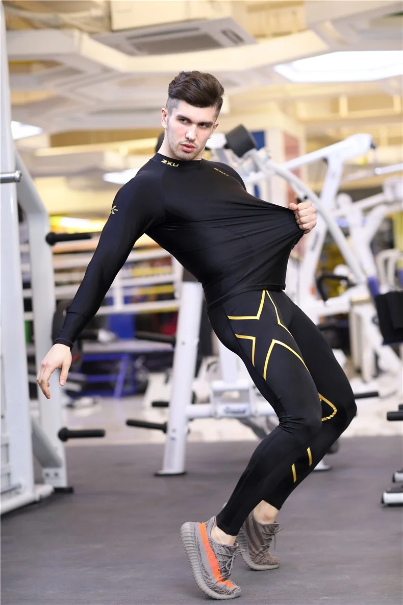 

Комплект мужского термобелья 2XU, Компрессионные спортивные костюмы для бега, баскетбольные колготки, одежда для спортзала, фитнеса, бега, спорта