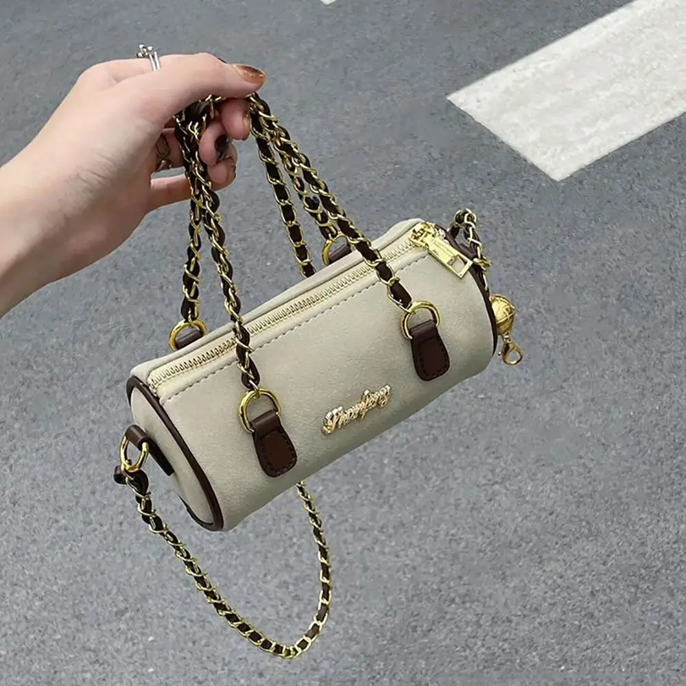 

Винтажная Замшевая сумка-цилиндр на цепочке, мягкая сумка для лица, сумка-мессенджер, новинка 2023, женская маленькая сумка-подушка Advanced Sense