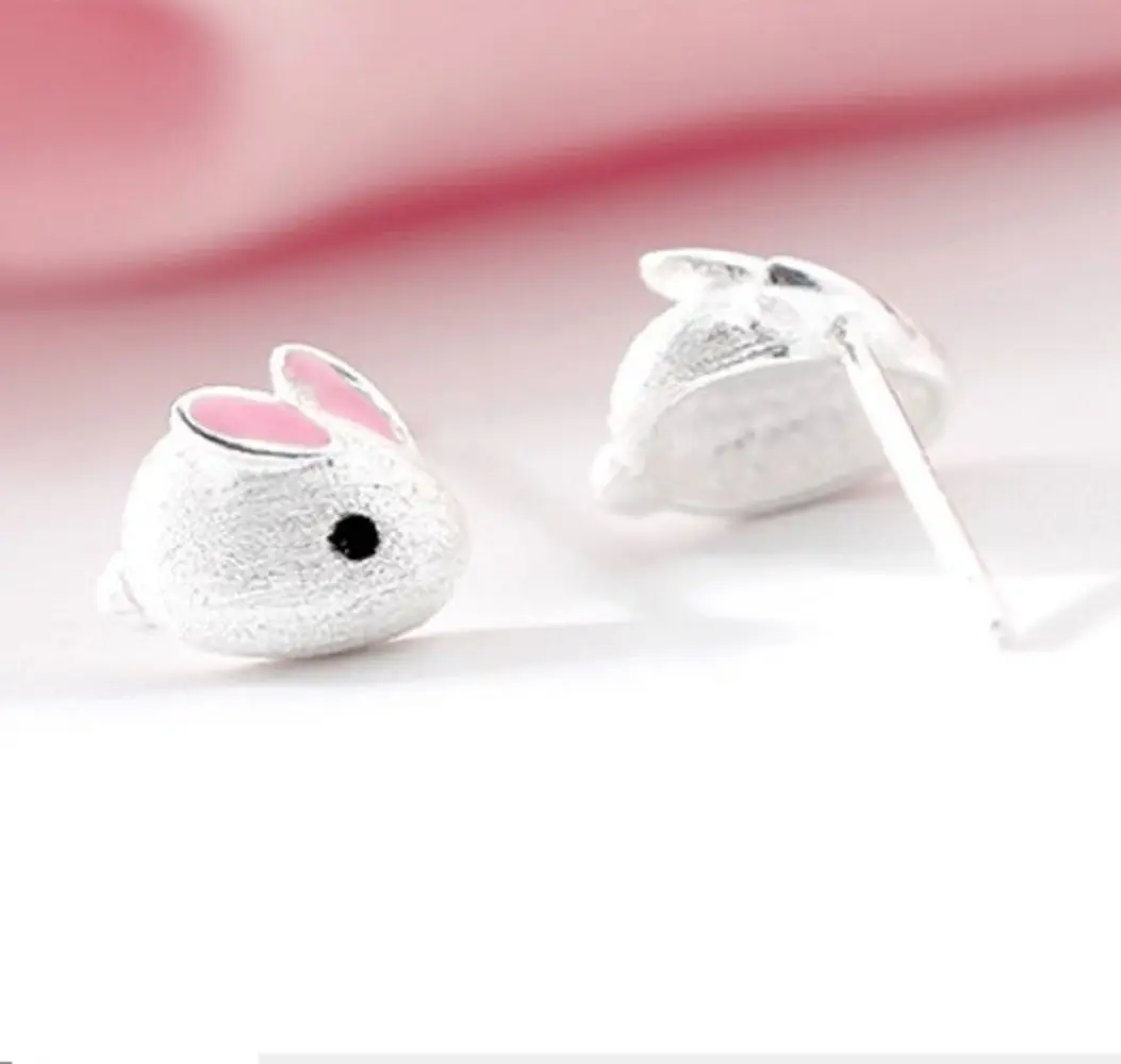 

1Pair Jewelry Sweet Party Gift Silver Needle Stud For Women Cute Little Rabbit Earrings Charming