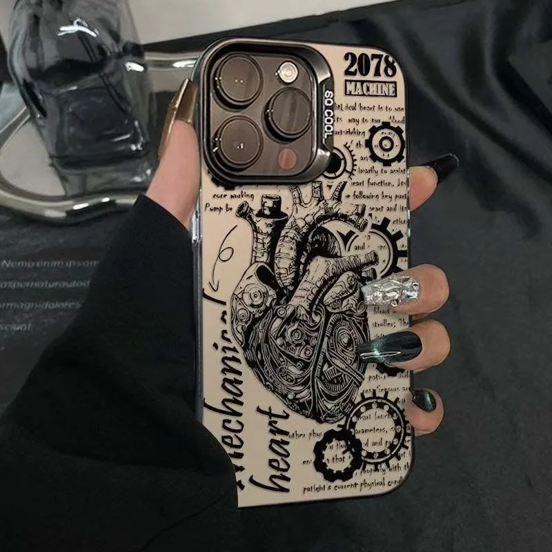 Фото Чехол для телефона в стиле стимпанк с механическим сердцем для iPhone 17, 16, 15, 14 Plus, 13, 12, 11 Pro MAX, 17 Air, 16E Tech, готический, противоударный №2