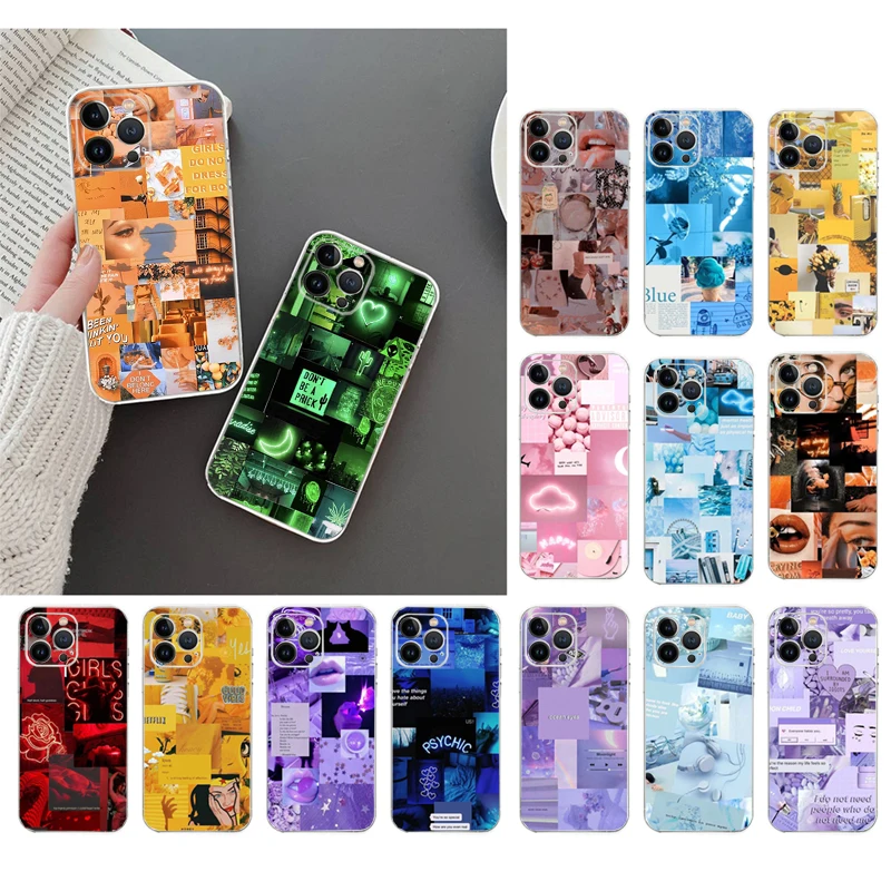 

Phone Case For iphone 14 13 12 11 Pro Max XS Max XR X 12mini 14 Plus SE Blue Yellow Red Art Aesthetic Case Funda Capa Cell