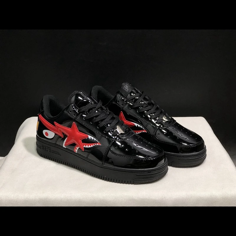 

2023 Bapesta Casual Shoes Woman Fashion Patent Leather Bapesta clgz Sneaker Black White Outdoor Trainers Plate-forme Sneakers
