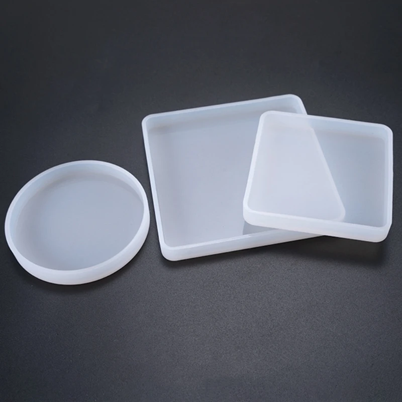 

2022 New 3 Pcs Crystal Epoxy Mold DIY Handmade Mirror Square Round Highlight Silicone Mould