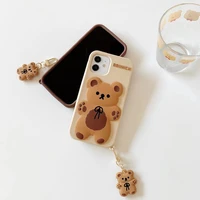 cartoon cute 3d bear doll pendant high quality silicone cover for iphone 13 12mini 11pro max xs xr 7 8plus se2020 phone case