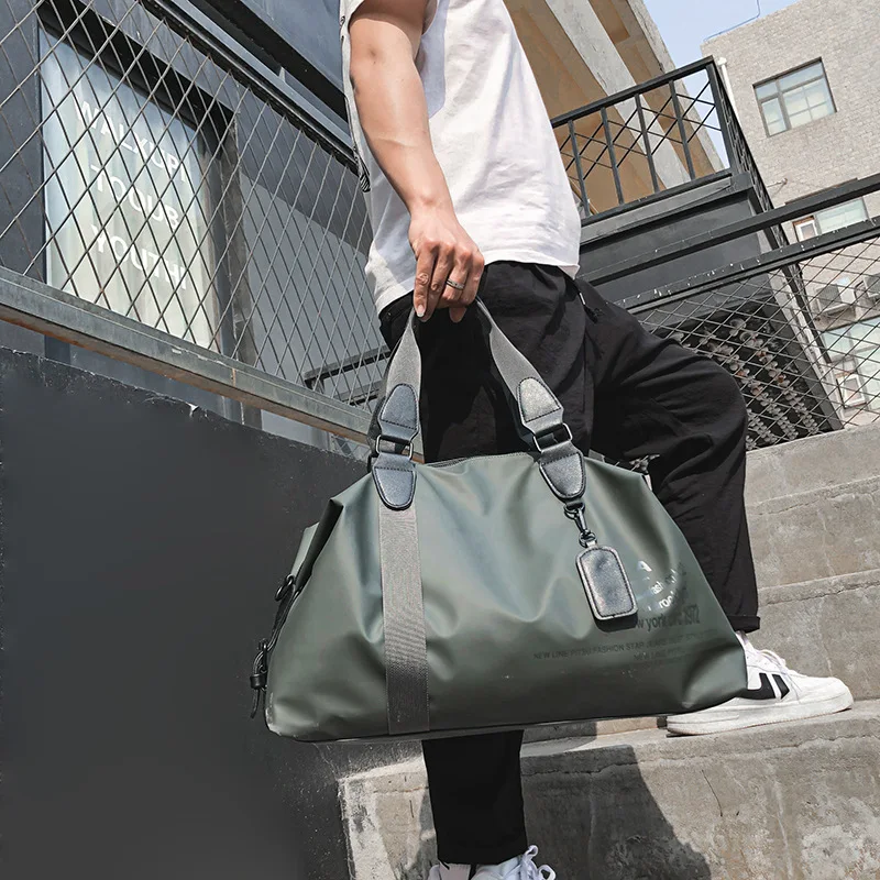 Waterproof PU Men's Handbag Large Capacity Shoulder Bag Portable Fitness Bag Travel Sports Travel Bag