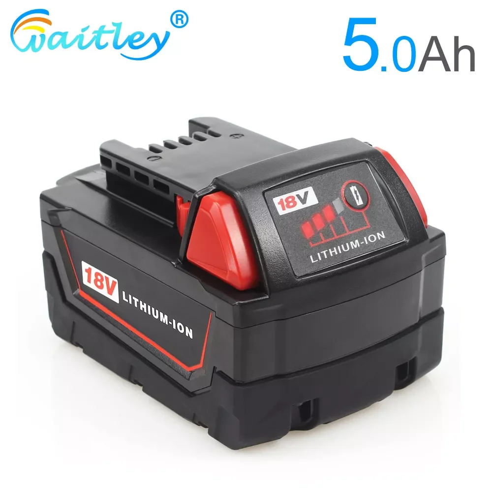 

NEW2023 Waitley 18V 5.0Ah Replacement Lithium Battery for Milwaukee M18 Power tool ion 18 v Batteries 5000mAh For Cordless Drill