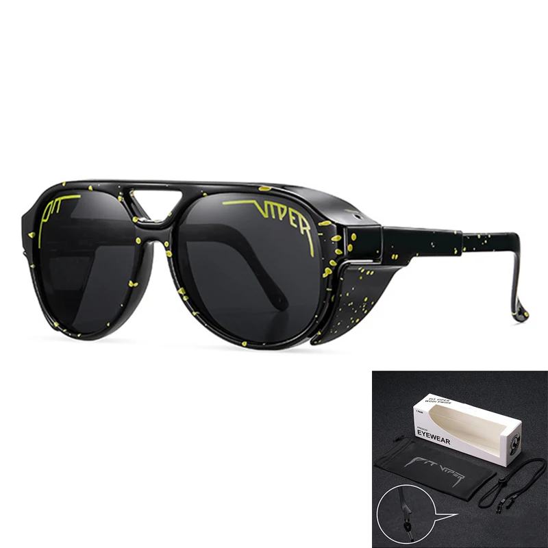 

PIT VIPER BRAND Designer Steampunk Sunglasses Men Polarized Male Sun Glasses Fishing Goggles Women Retro Vintage UV400 Eyewear