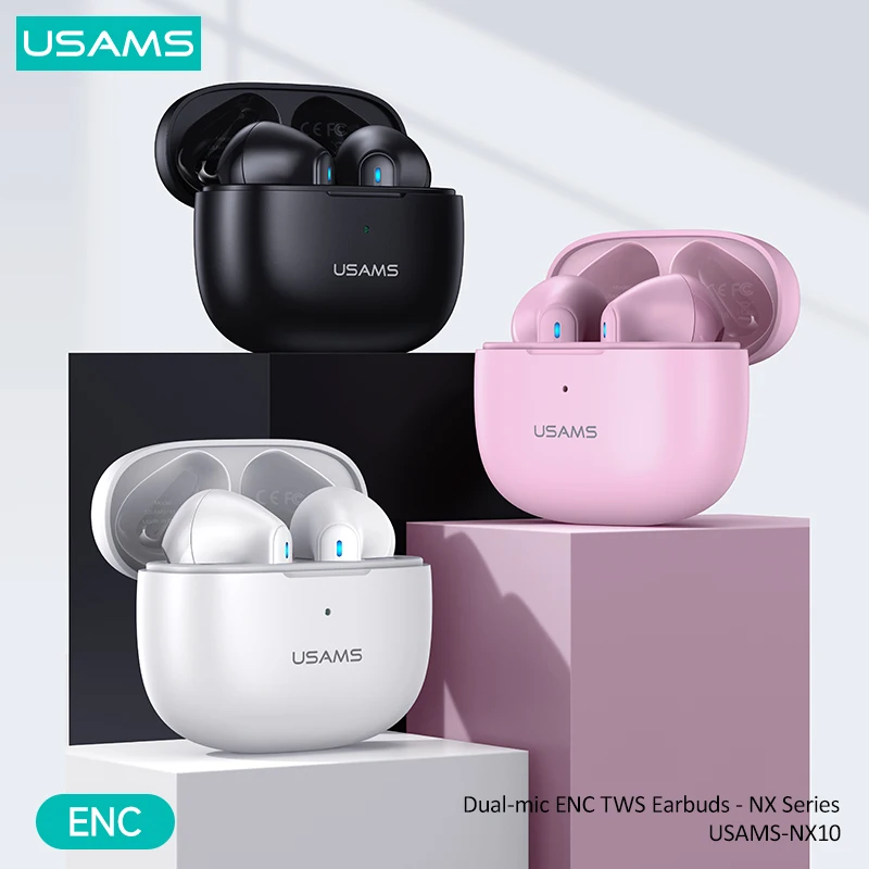 USAMS Bluetooth 5,2 Drahtlose Ohrhörer Mini TWS Kopfhörer Freihändig für Sport Mit Lade Box Wasserdichte Kopfhörer Für Telefon