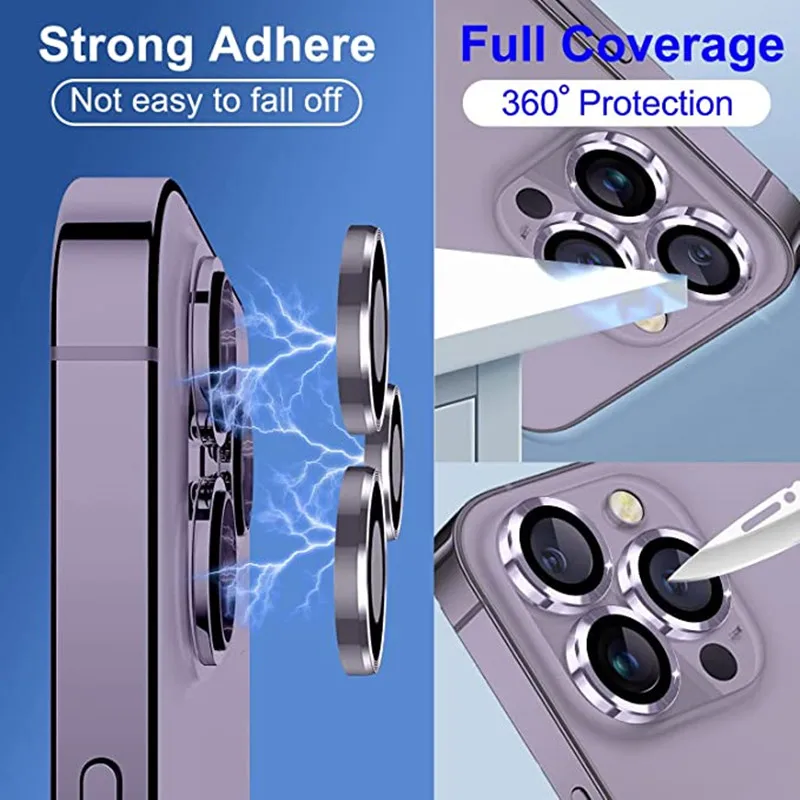 3Pcs Camera Lens Protector for IPhone 12 13 Pro Max Mini Metal Ring Protective Glass for IPhone 11 14 Pro Max Camera Lens Glass