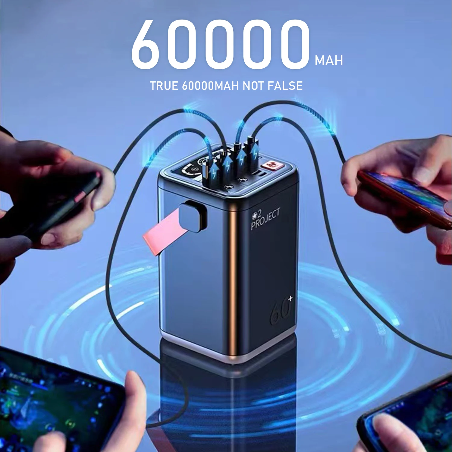 

Портативный внешний аккумулятор высокой емкости, 60000 мАч, 60 Вт, PD45W