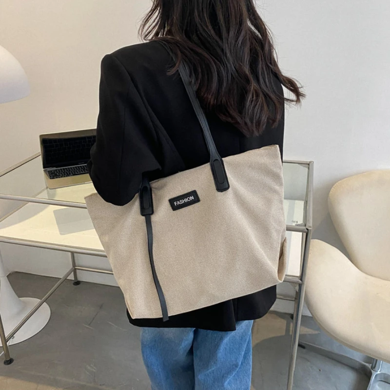 

Women's Handbag Large Canvas Women Shoulder Shopper Bag Fashion Casual Cotton Cloth Tote Bags for Woman 2023 Student Big Female