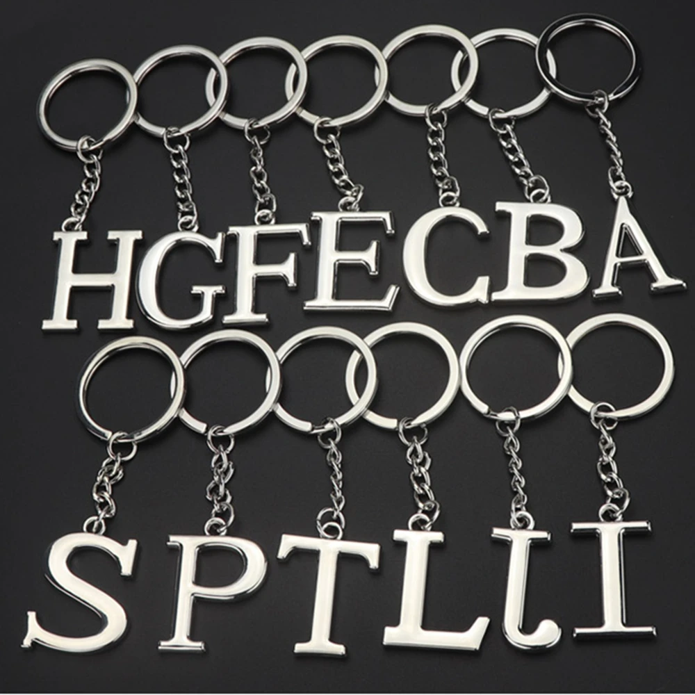 

A-Z 26 English Initial Letter Key Chains For Women Men Zinc Alloy Alphabet Keychain Fashion DIY Key Accessories Charm Pendant