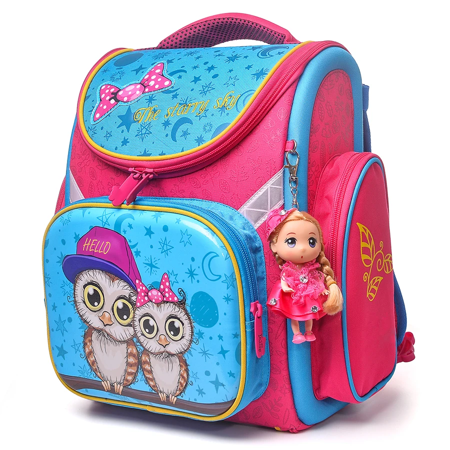 Children 3D Orthopedic School Bags For Girls Owl Pattern Kids Satchel Primary Backpack Grade 1-3 Schoolbag knapsack Sac Mochila