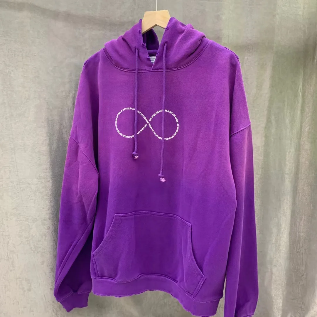 

23ss VTM Hoodies for Men Y2k Sweatshirt Women Clothes Washed and Worn Gradient Purple Pullovers 1:1 Higher Quality