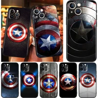 avengers shield marvel for apple iphone 13 12 11 pro max mini xs max x xr 6 7 8 plus 5s se2020 soft black phone case capa cover