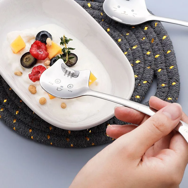 

Cat Shape Spoons Stainless Steel TeaSpoons Creative Coffee Spoon For Ice cream Dessert Scoop Tableware Kitchen Accessories