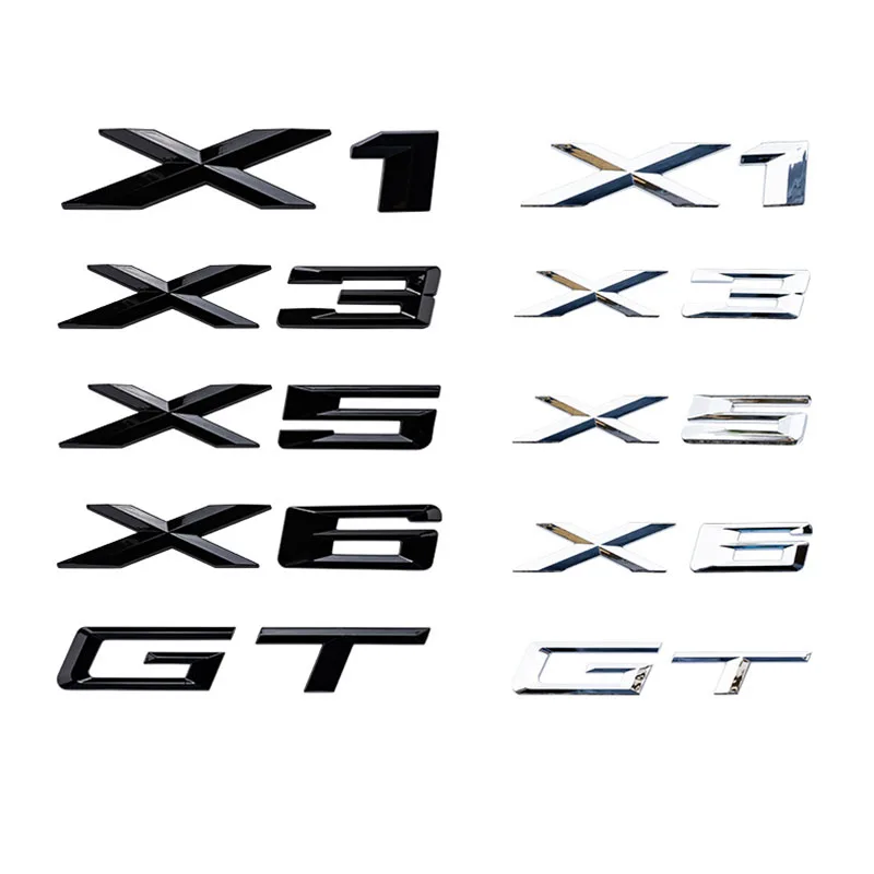 Черные хромированные 3d-буквы на клейкой основе для багажника автомобиля алфавит
