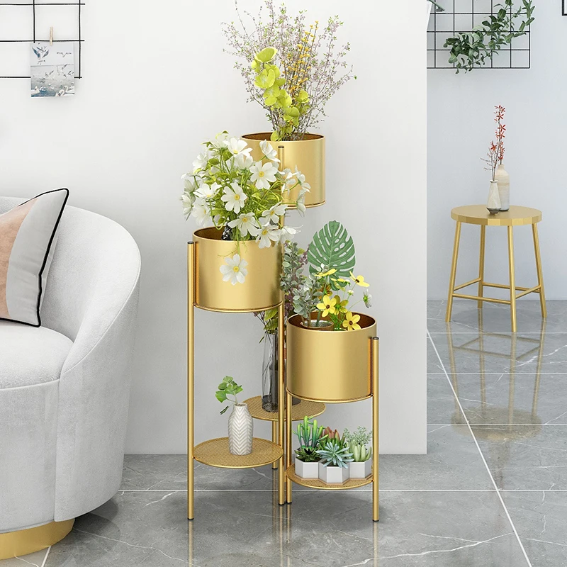 

Простой складной цветочный горшок, горшок из кованого железа для гостиной в скандинавском стиле, многослойный горшок для растений, роскошная подставка для цветов