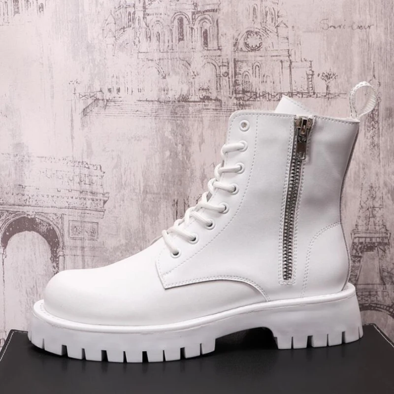 Мужские ботинки челси на платформе цвет черный/белый |