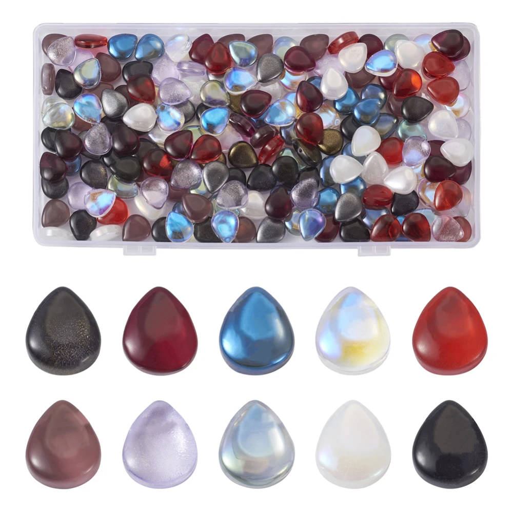 

200pcs Mixed Color Teardrop Crystal Glass Top Drilled Loose Spacer Beads for Jewelry Making DIY Earring Nacklace Accesseries