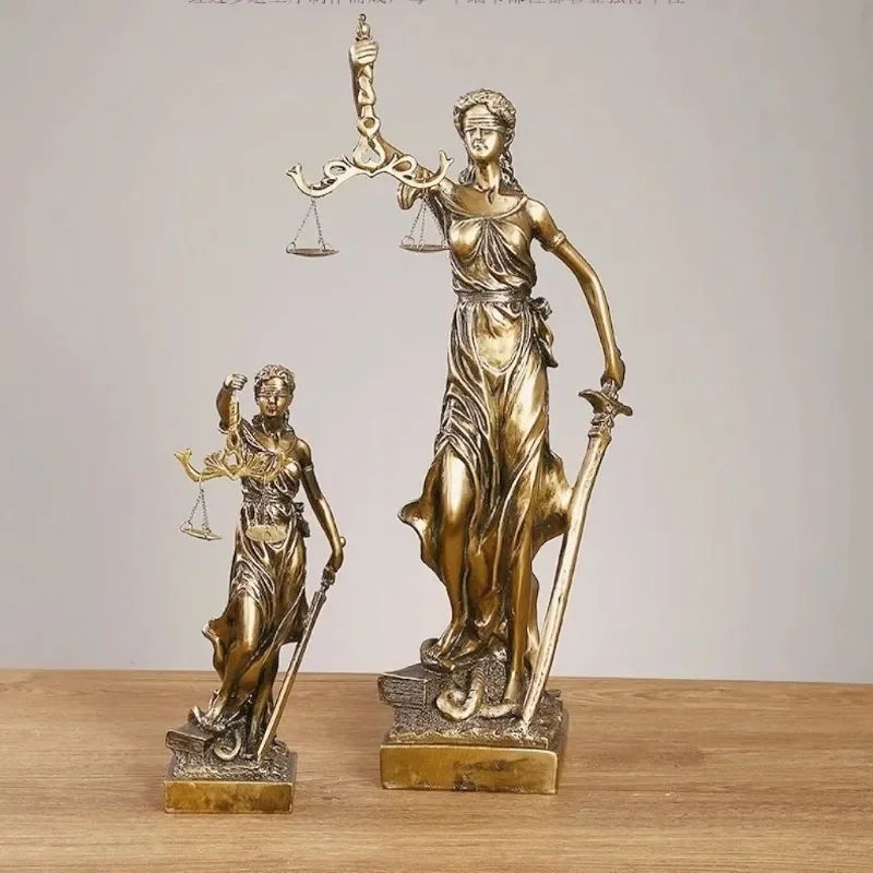Фото Aqumotic Греция Justitia Justice Fair Goddess Ретро ремесло аксессуары для дома украшения Европейская креативная ретро-скульптура для кафе №1