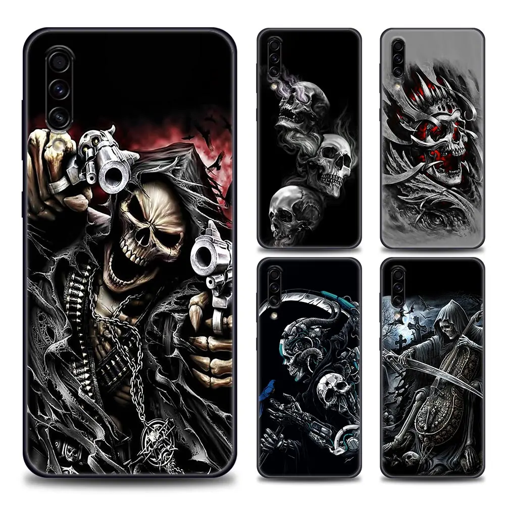 

Phone Case for Samsung A10 e S A20 A30 A30s A40 A50 A60 A70 A80 A90 5G A7 A8 2018 Soft Silicone Grim Reaper Skull Skeleton