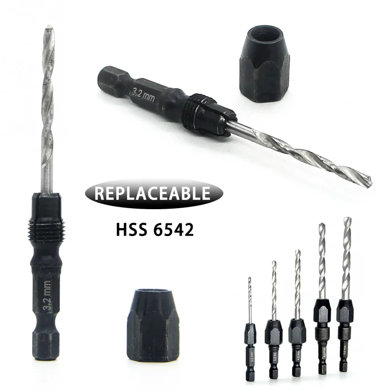 

Quick Change Handle Hex Shank Twist Drill Detachable Change Core Metal Drill Bit Set HSS 6542 1/4"