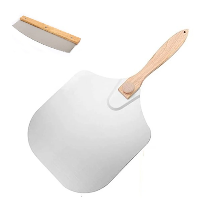 

Pizza Peel,Aluminum Pizza Peel,Pizza Spatula With Foldable Wooden Handle&Pizza Cutter,Pizza Shovel
