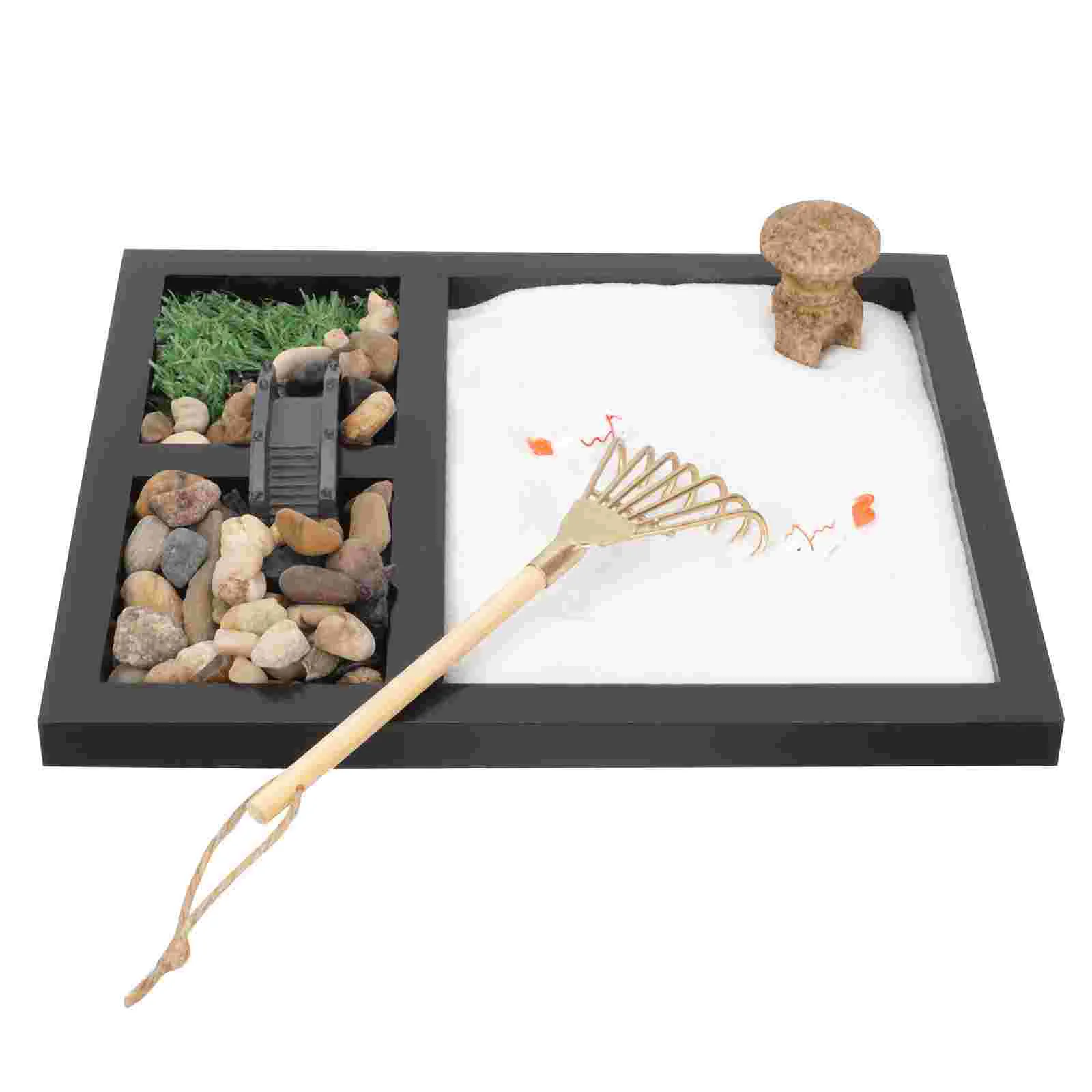 

Zen Garden Sand Table Sandbox Desk Mini Japanese Meditation Desktop Kitdecor Statue Figurine Miniature Microlandscape Indoor