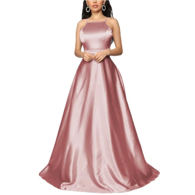 

Elegant Plus Size Women Party Dress 5XL Plus Summer Satin Wedding Evening Maxi Dress Sleeveless Solid Lady Prom Vestidos