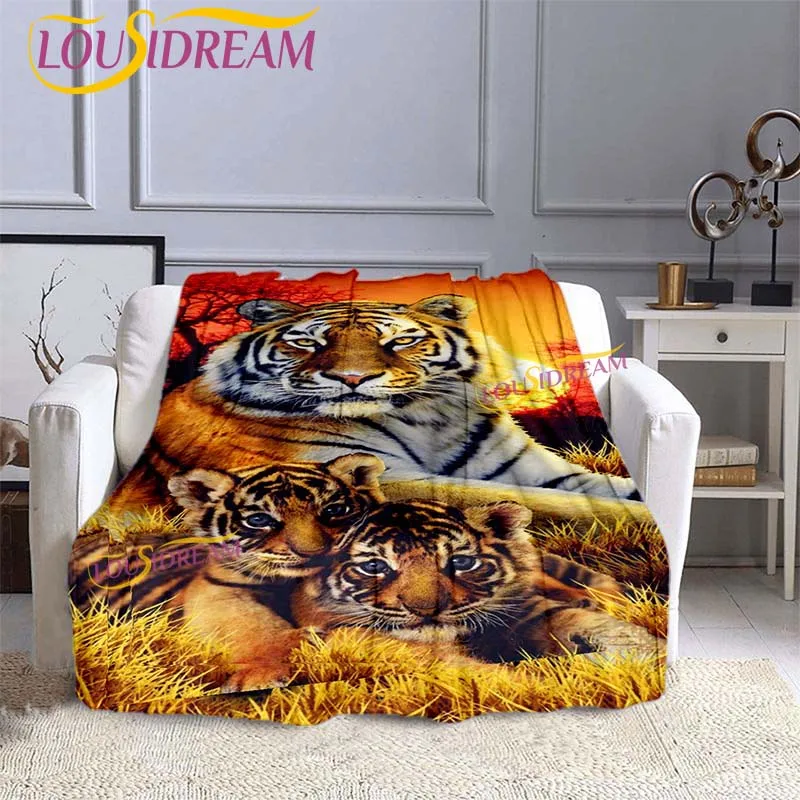 Animal tiger pattern sofa bed blanket super soft warm printed flannel | Throw
