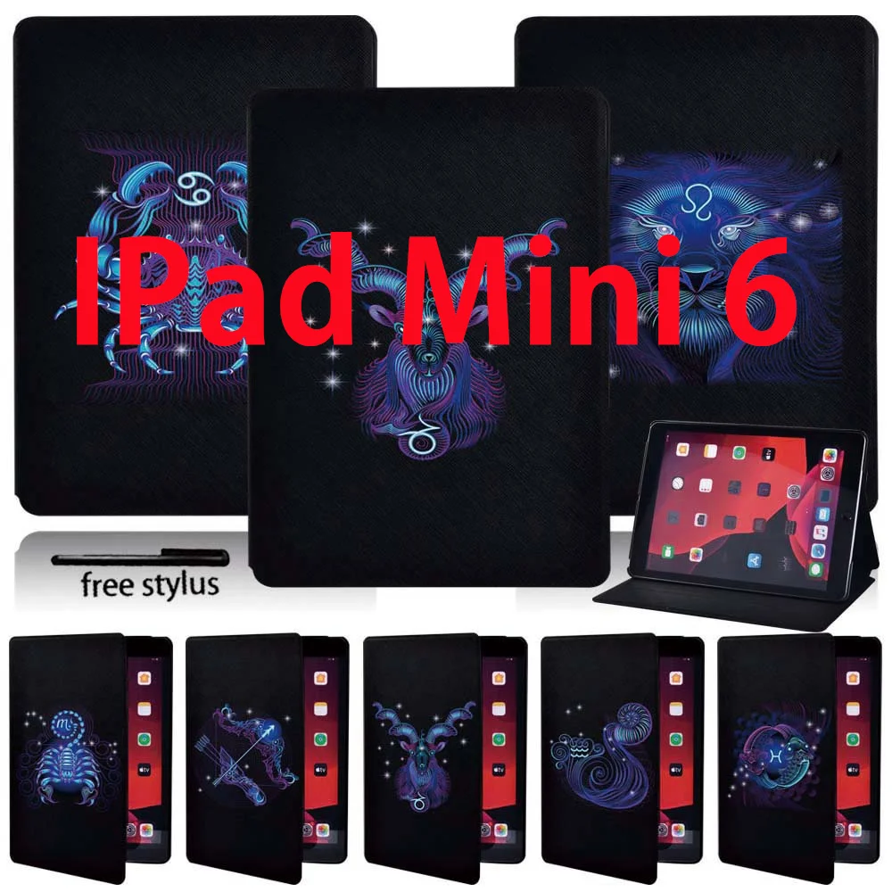 

Tablet Case for IPad Mini 6 Case 2021 IPad Mini 6th Generation 8.3 Inch Zodiac Sign Pattern Leather Stand Protective Case Cover