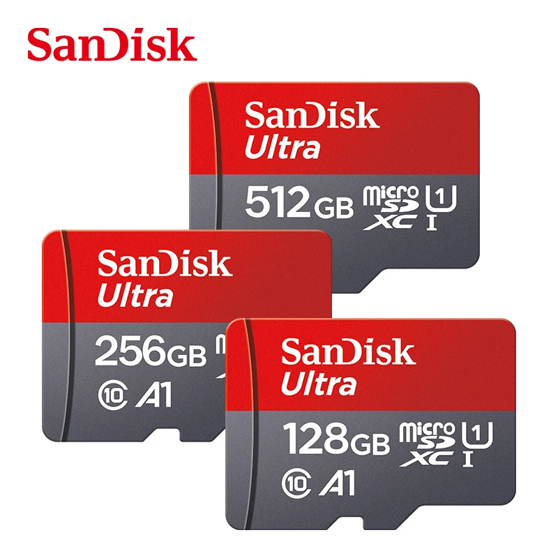 

SanDisk Ultra MicroSDXC UHS-I Memory Card C10 U1 Full HD A1 64G 128G 256G 512G Max To 100MB/s Micro SD Cards for Camare Phone