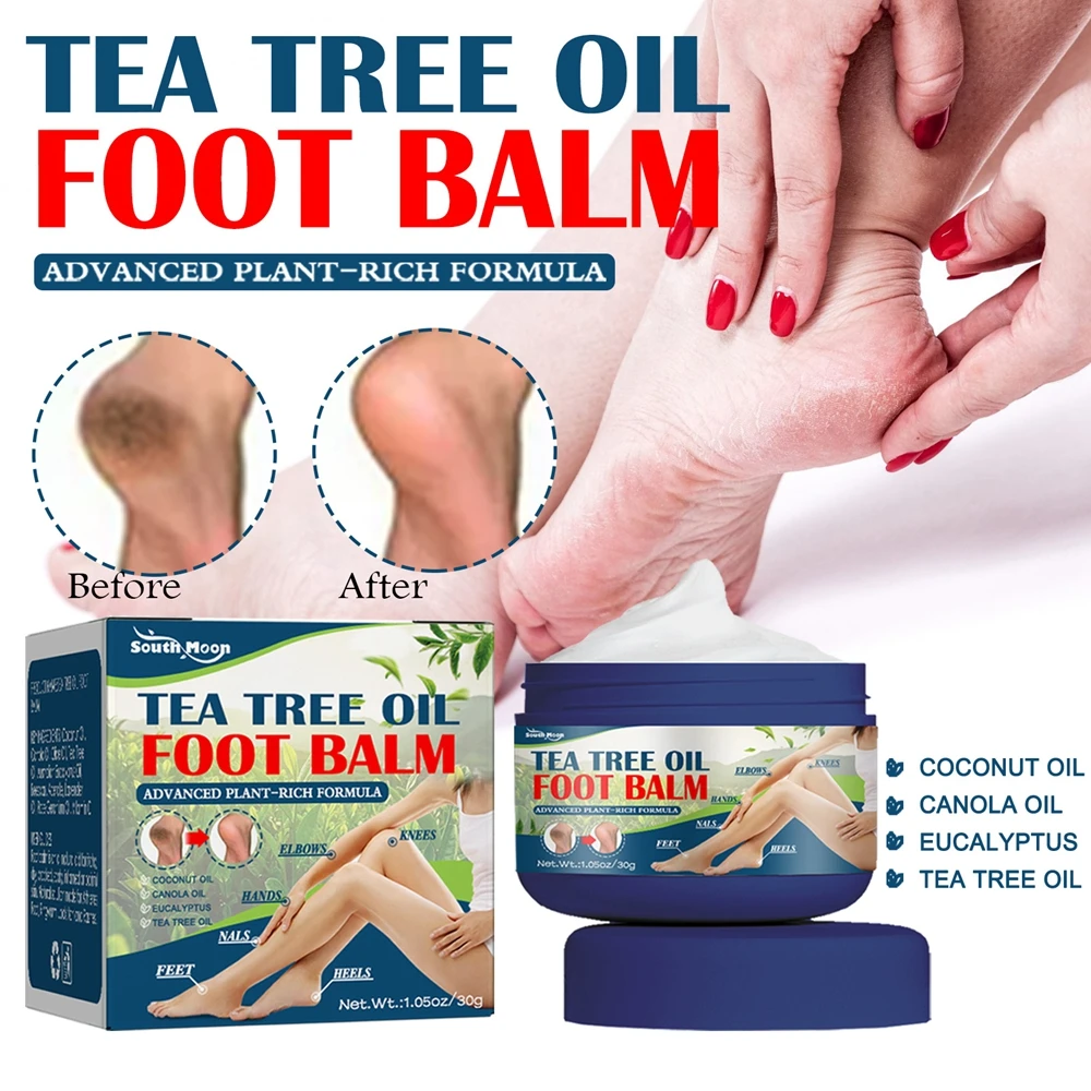 30g Tea Tree Oil Foot Hand Balm Skin Repair Knees Elbow Nail Heel Moisturizer Rough Dry Cracked Chapped Winter Protect Nourish