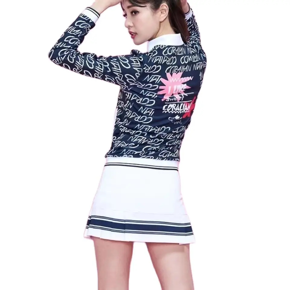 2023 Spring Autumn Golf Jacket For Women Golf Wear Sports Clothing Girls Tennis Skirts Set New Simple Fashion