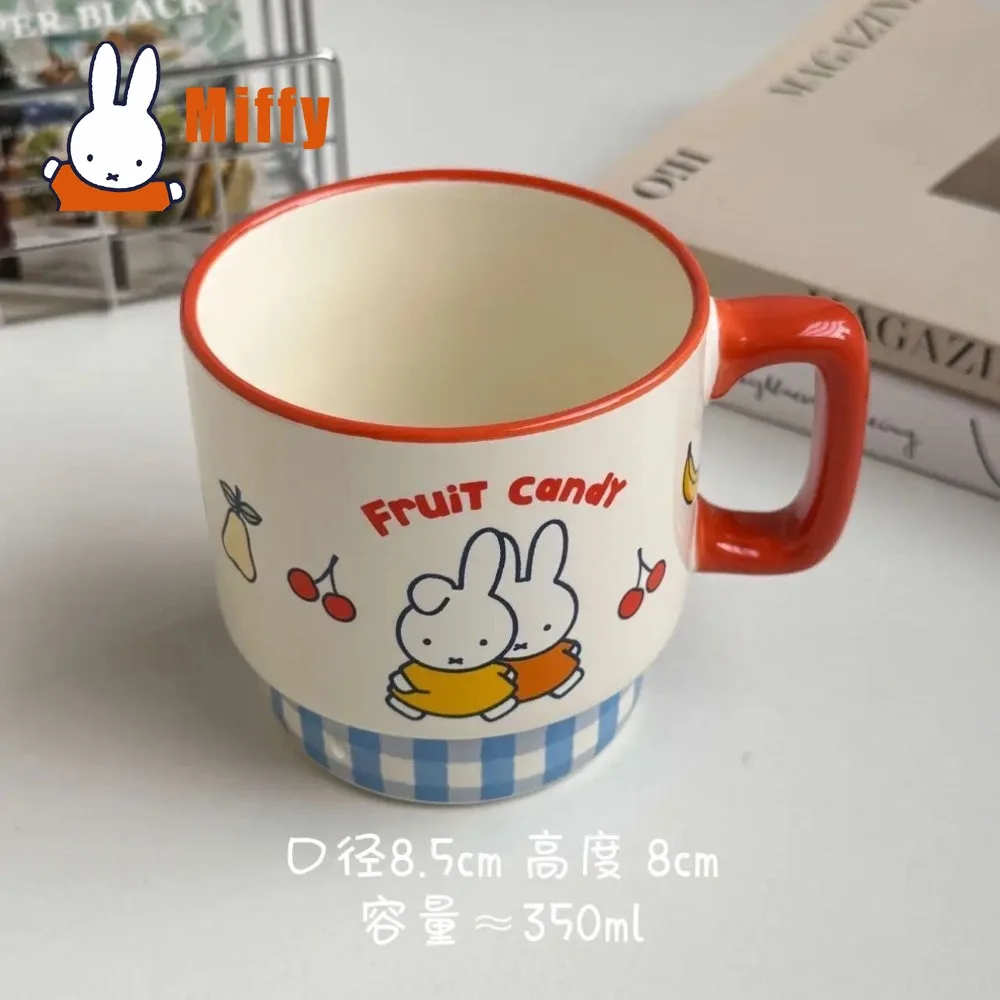 Фото Керамическая кружка Kawaii Miffy: милая чашка для кофе с кроликом, штабелируемая кружка для молока и воды, фарфоровая посуда для завтрака, сока, овсянки, подарок №3