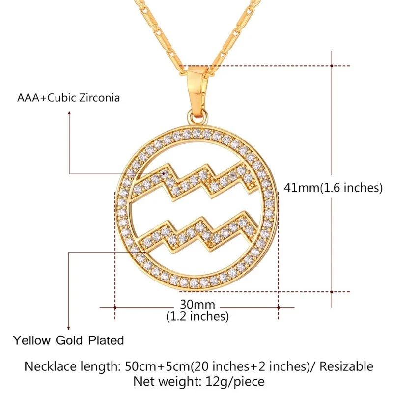 Кулон из кубического циркония с двенадцатью созвездиями женское ожерелье