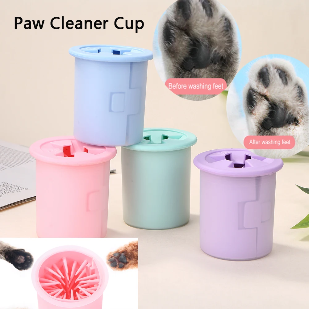 Pet Dog Paw Cleaner Cup Kitten Foot Cleaning Tools Soft Silicone Dog Cats Dirty Paw Wash Cup for Household Animal Dog Ornaments