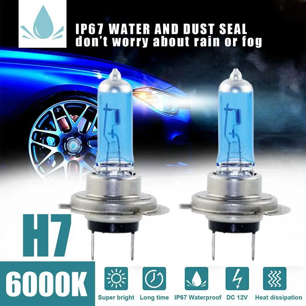 

1/2pcs Car Halogen Lamp H7 LED 100W 6000K Hid Super White Effect Look Headlight Lamp Light Bulb 12V Fog Lights Daytime Running