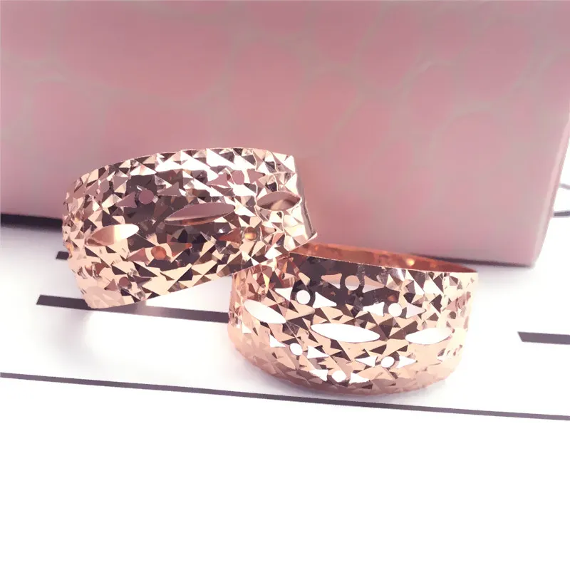 

Pure Russian 585 Purple Gold New Retro Hollow Wide Purple Gold Ring 14K Rose Gold for Girlfriend