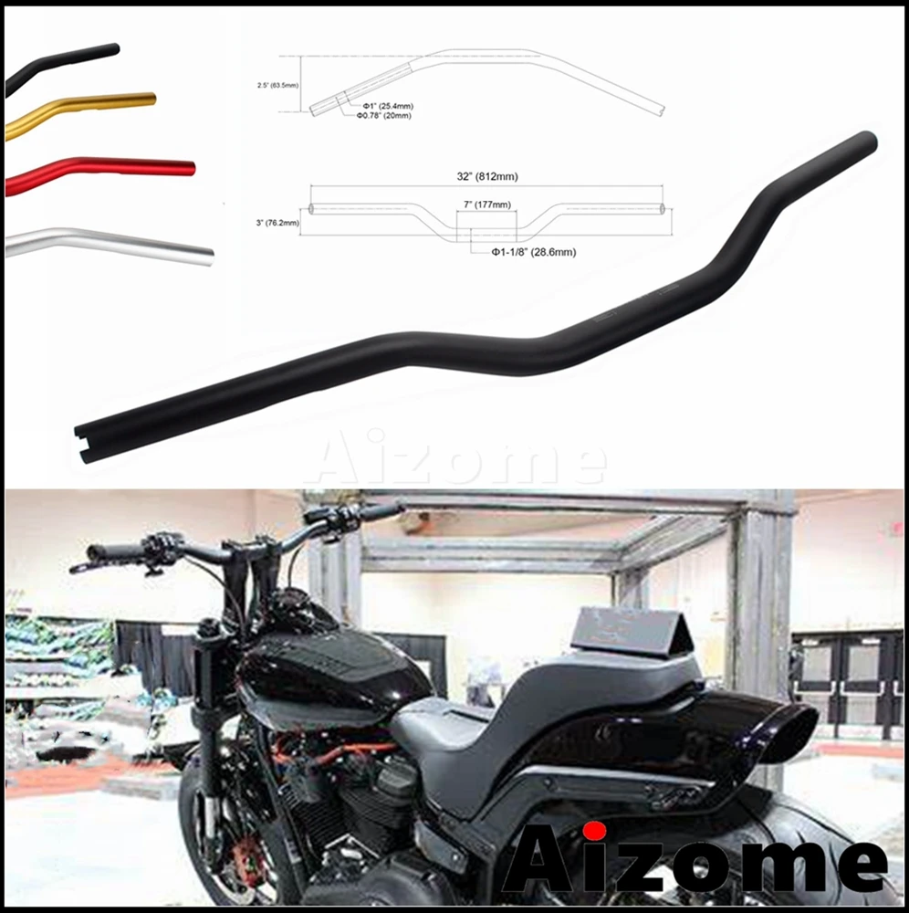 

For Harley Club Style Handlebar 28mm 1inch Motorcycle Handle 32″ Width 2.5″ Pullback Bars Fits Sportster Dyna Softail Cafe Racer