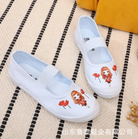 

Zapatos De Baile Children's Day Casual Canvas Student Ballet Little White Dancing Performance Shoes Boots Footwear Sneakers