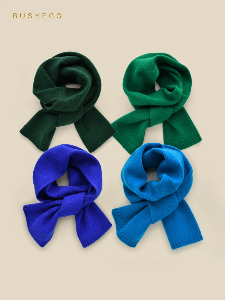 

Green Blue Children's Cashmere Scarf Boy's Winter Warm Knitted Wool Scarves Kids Adults New Year Christmas Birthday Gift