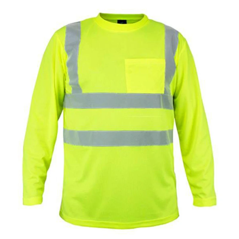 

Men Cycling Motorcycle Reflective Stripe Safety Clothing Male Quick Dry Long Sleeve T-Shirt Outdoor Construction Warning T-Shirt