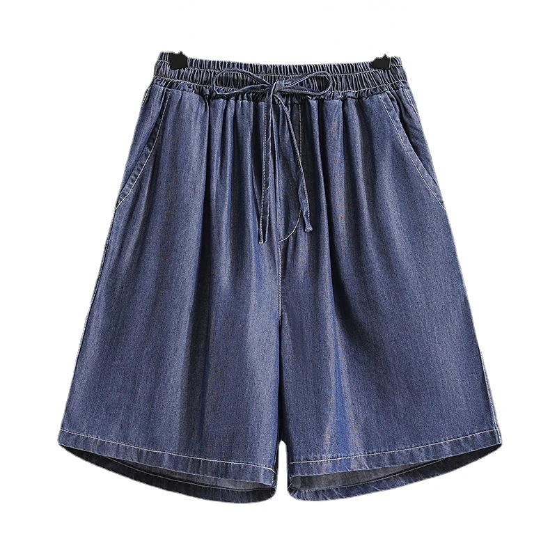 

Plus Size M-4XL Women's Casual Wide Leg Shorts Elastic Waist Solid Color Simple Summer Shorts