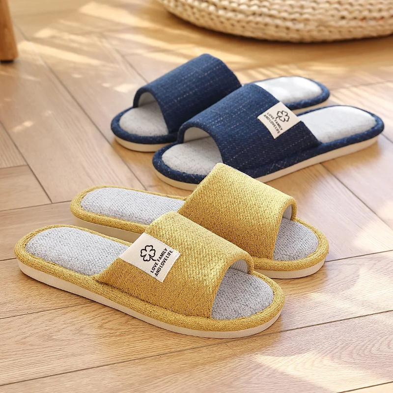 

Alo cnc 2022 New Indoor Cotton Linen Home Household Four Seasons Couple Thick Bottom Slippers